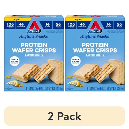 (2 pack) Atkins Snack, Protein Crisp Wafer, Lemon Creme, 10g Protein Dessert, Low Carb, 5 Count