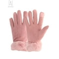 thumbnail image 2 of Gustave Women's Thermal Warm Winter Gloves Touchscreen Soft Fleece Lining Gloves Chamois Suede Outdoor Driving Ski Mittens, Pink, 2 of 8