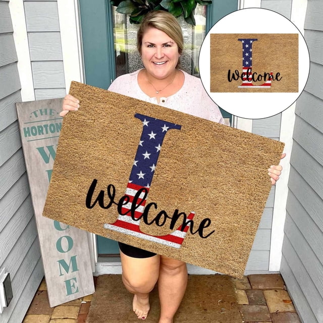 ViLaViDeca 4th Of July Door Mat Patriotic Doormat Entryway Rug Welcome Independence Day Doormat Stain And Fade Patriotic Decor Welcome Outdoor Mat Decorative For Home