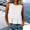 thumbnail image 3 of APEXFWDT Peplum Top Women's Cotton Linen Beach Ruffle Tank Top Round Neck Sleeveless Cute Casual Summer Shirt, 3 of 8