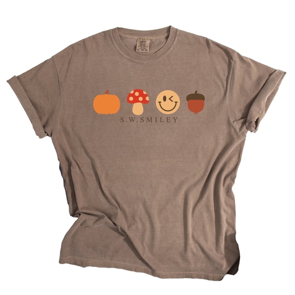 S.W.Smiley Fall Icons - Women's Garment Dyed Graphic T-Shirt