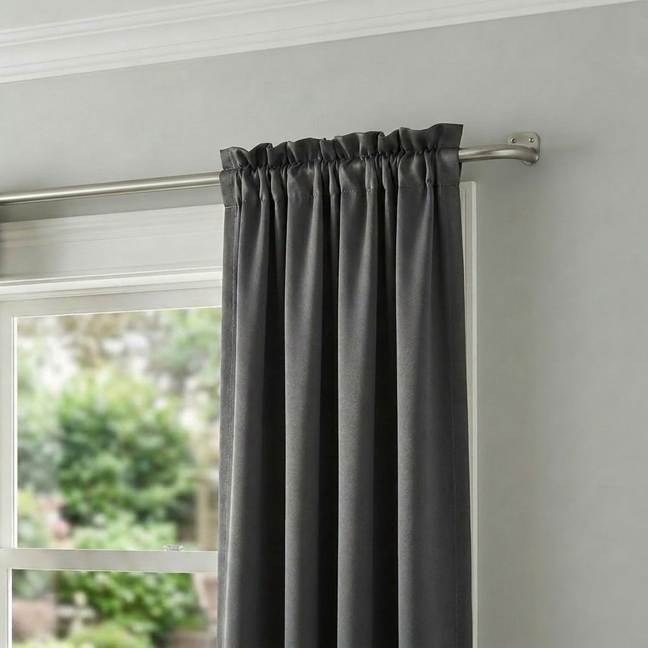 Mainstays 3/4" Brushed Nickel Room Darkening Adjustable Wrap Curtain Rod, 30-84"