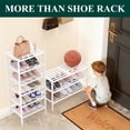 thumbnail image 4 of Smiry 2-Tier Shoe Rack , Stackable Bamboo Shoe Rack Organizer, Shoe Storage for Closet, Entryway, Bedroom and Wall, White, 4 of 5