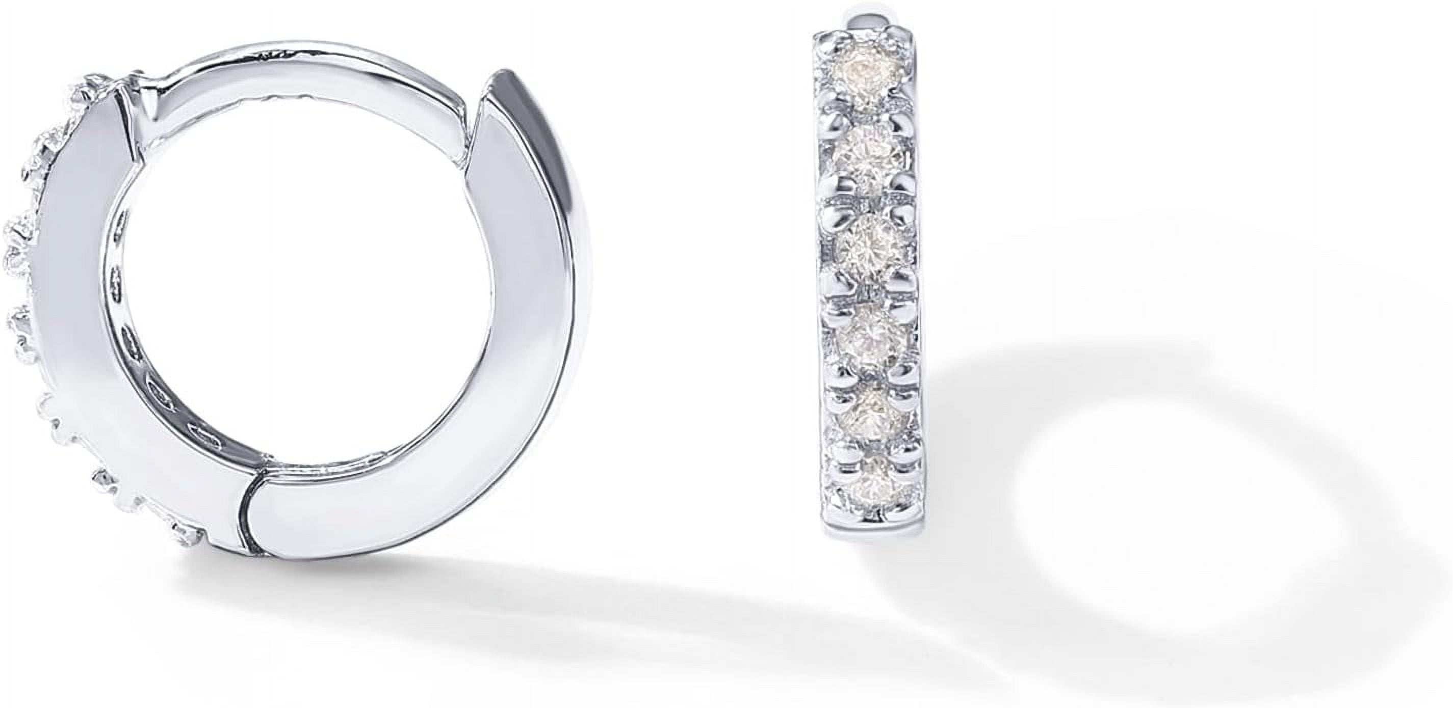 14K Gold Plated Chunky Hoop Earrings – Open C Shape With Cubic Zirconia, S925 Sterling Silver Posts, Hypoallergenic