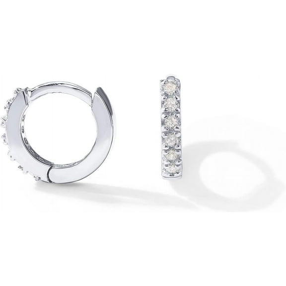 14K Gold Plated Sterling Silver Post Cubic Zirconia Mini Huggie Earrings for Women | Tiny Cartilage Helix Huggie Hoop Earrings