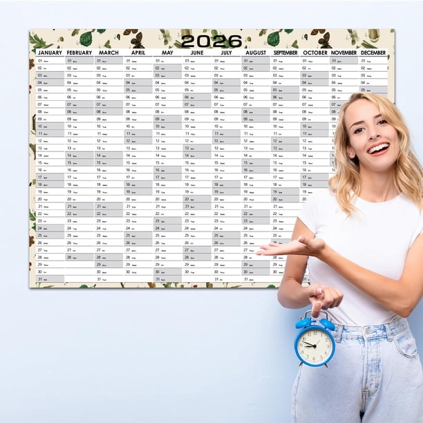 Calendario de Pared Grande 2026, Planificador Anual de 12 Meses con Pegatinas Coloridas, Papel Grueso, 74.2x52.5cm, Organizador Académico para Oficina en Casa