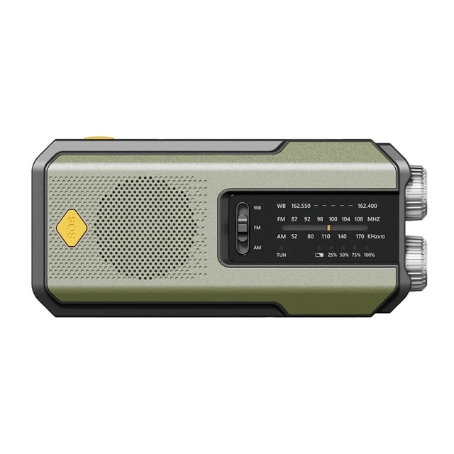 2000mAh Multifunctional Hand Crank Radio Type-C Rechargeable Weather Radio Power Bank Phone Charger Solar Disaster Prevention ,Handy Bright