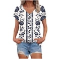 thumbnail image 2 of IchuanyiVintage Flowers V Neck Shirt for Women Boho Floral Wildflowers Graphic Tee Casual Cottagecore Summer T Shirt, 2 of 5