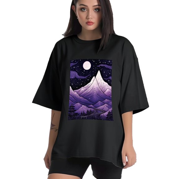 Plus Size Shirt for Women Black Tops for Women Short Sleeves Shirt for Women Mountain T Shirt Crewneck Shirt for Women XS
