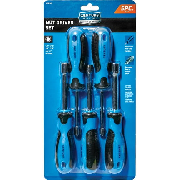 Century Drill & Tool 72145 SAE E Nutdriver Set, 5 Piece