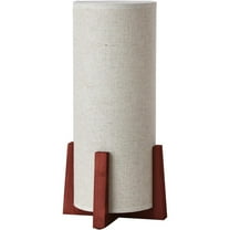 Modern Small Table Lamps, Nightstand Lamp with Linen Fabric Shade, 13.9" Cylinder Bedside Table Lamp for Bedroom, Cafe, Living Room Home Decor