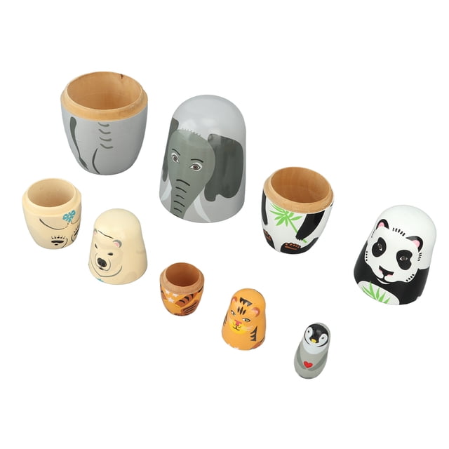 Lindas muñecas de anidación, muñecas de madera de anidación de animales, muñecas de madera de anidación, muñecas de madera, integración perfecta