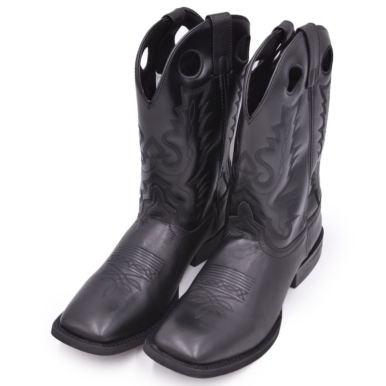 Smoky Mountain Men's Outlaw Cowboy Western Boot, Square Toe, Black