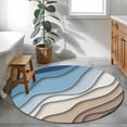 thumbnail image 4 of Navy Blue Brown Ombre Large Area Rugs for Bedroom Living Room, Soft Non Slip Carpet Bedside Rug, Modern Geometric Abstract Cream Round Floor Cover Kitchen Accent Rug 3' for Dining Room/Office, 4 of 9