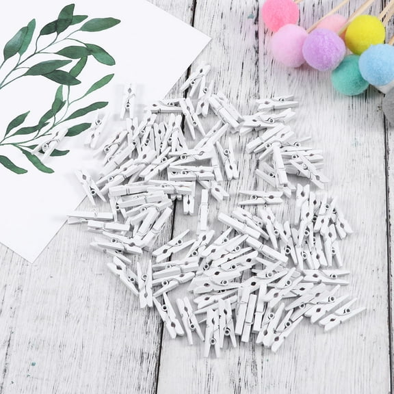 Raindrops 100Pcs Clothes Pins Mini White for Cable Management and Paper Organizer