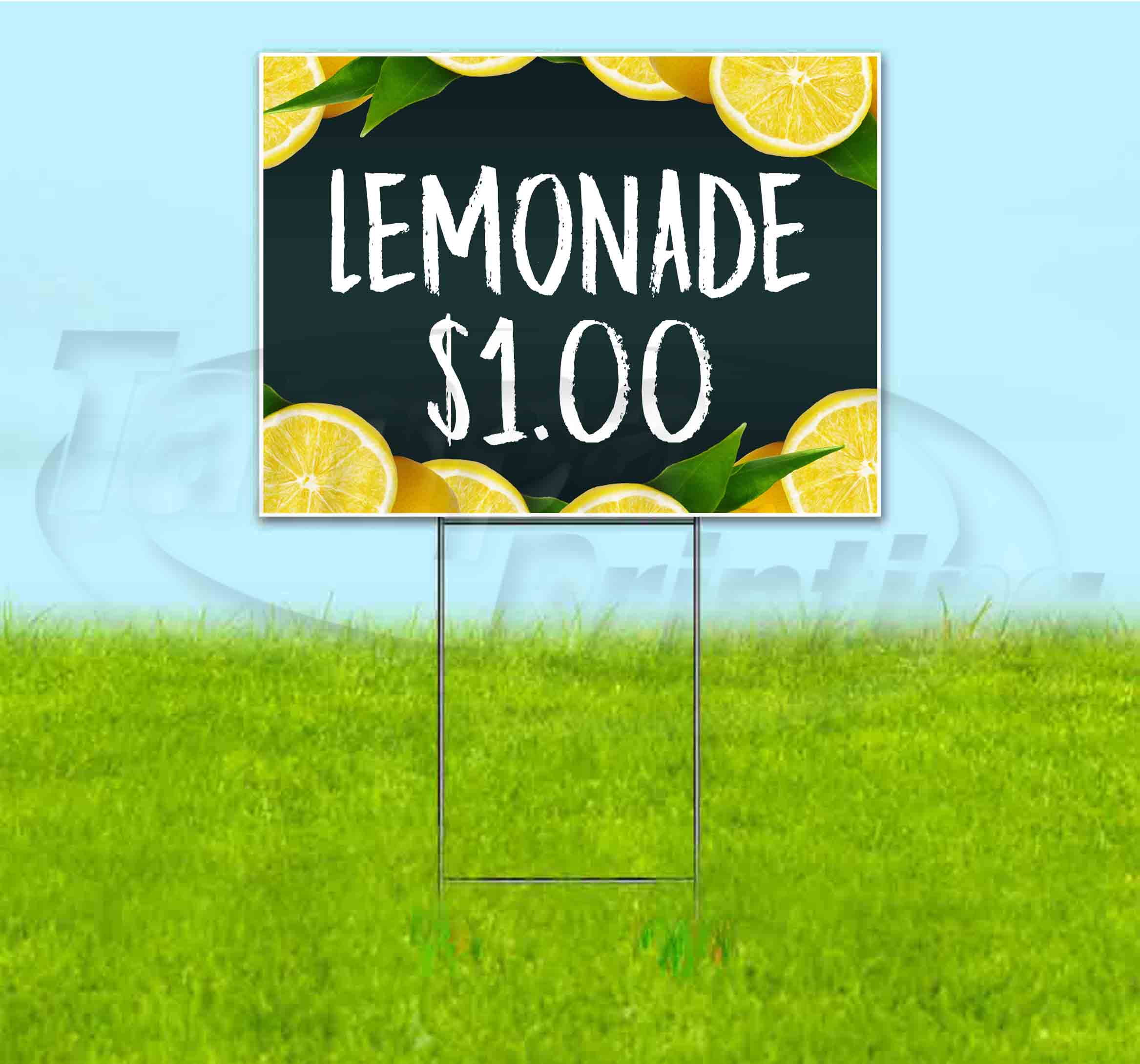 Lemonade 1 Dollar Chalk (18" x 24") Yard Sign, Includes Metal Step