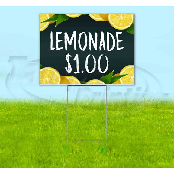Lemonade 1 Dollar Chalk (18" x 24") Yard Sign, Includes Metal Step Stake