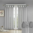 thumbnail image 3 of Madison Park Rosette Floral Embellished Cuf Tab Top 1-Piece 50x84 Solid Curtain Panel, Grey, 3 of 8