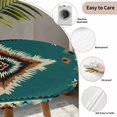 thumbnail image 3 of Green Southwestern Round Tablecloth for 55-60 Inch Tables, Fitted Table Cover with Elastic Edge, Boho Ethnic Geometric Retro Waterproof Outdoor Table Cloth Protector for Patio Garden Dinner Picnic, 3 of 9