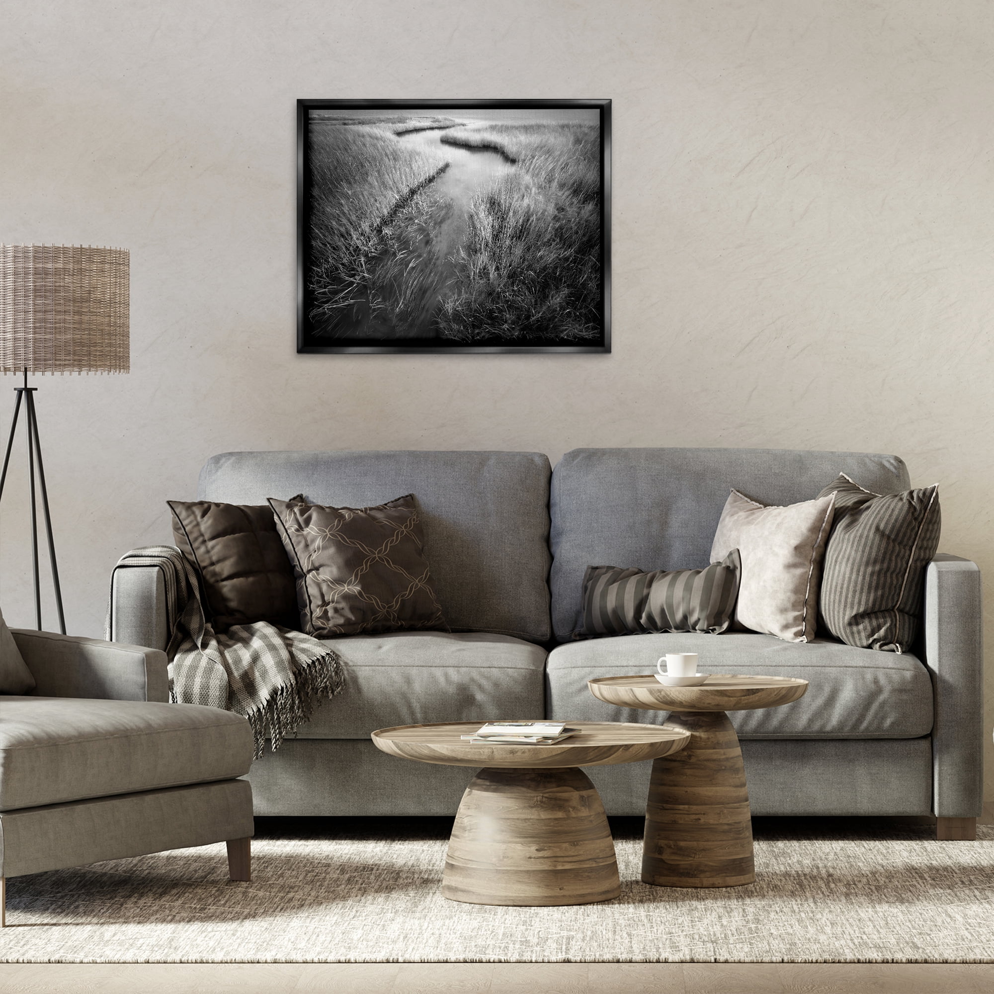 Stupell Industries Meandering Estuary View Landscape Photography Black Floater Framed Art Print Wall Art, 31 x 25