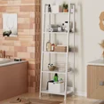 thumbnail image 6 of Furologee 5-Tier White Ladder Shelf, Ladder Bookshelf with Removable Drawer, Mordern Bookcase Storage Rack Organizer, Wood Metal Freestanding Storage Shelves for Living Room, Home Office, Bedroom, 6 of 8