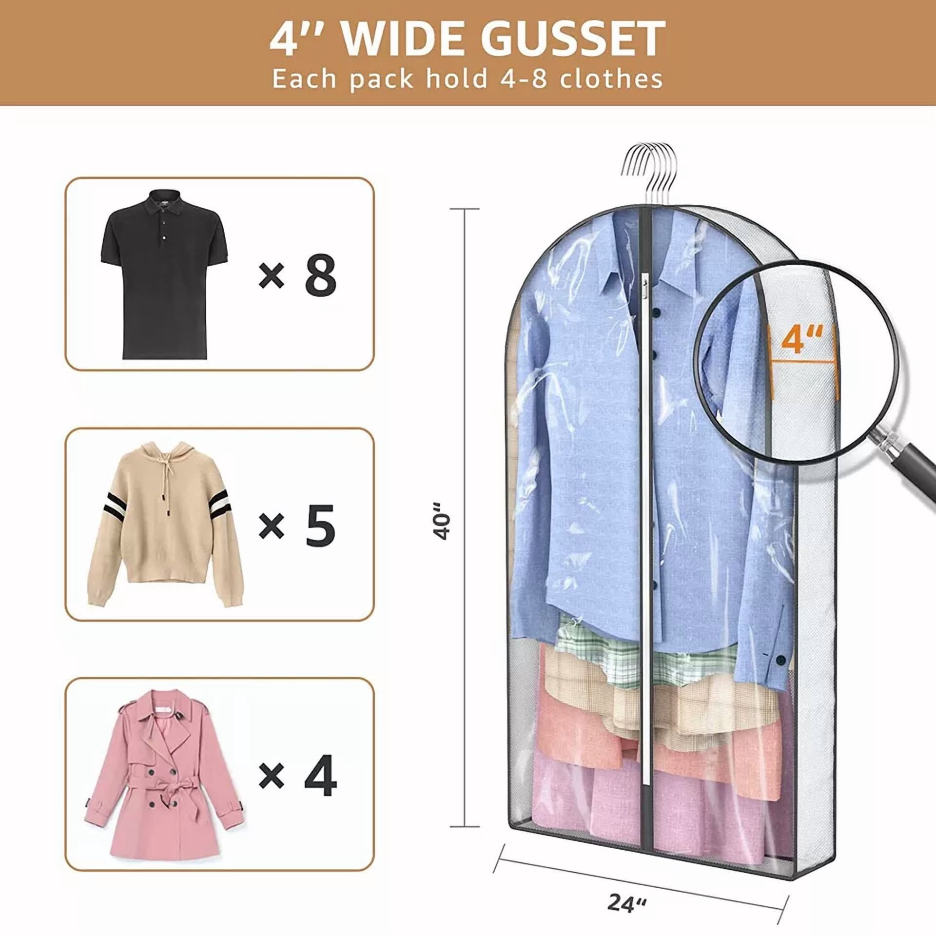 KLYNE - 3Pcs Clear Garment Bag Hanging Clothes Travel Coat Suit Dress Storage Dust Cover