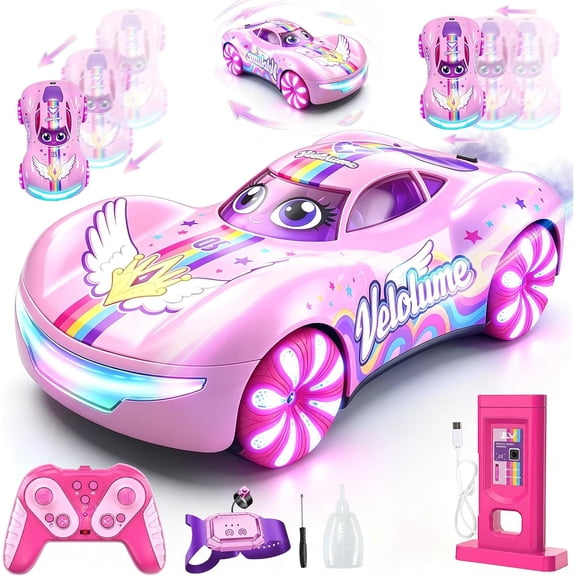 1:16 Gesture Rc Stunt Car, 360° Rotate Pink Remote Control Car for Kids, Drift RC Car with Light Spray & Sound, Birthday Gifts for Boys Girls 4-12