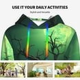 thumbnail image 4 of Salouo Green Night Sky Moon Branches Pattern Hoodie Sweatshirts for Women, Autumn Pullover Hoodie Workout Sweat Women's Long Sleeve Preppy Sweatshirts-Large, 4 of 7