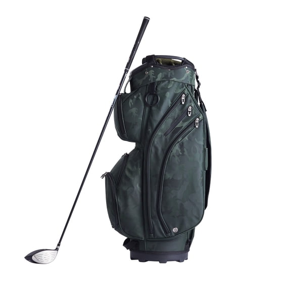 14-Way Golf Cart Bag – 36" Premium Nylon w/ 11 Pockets – Waterproof & Dust Cover Included (Army Green, Detachable Straps for Men/Women)