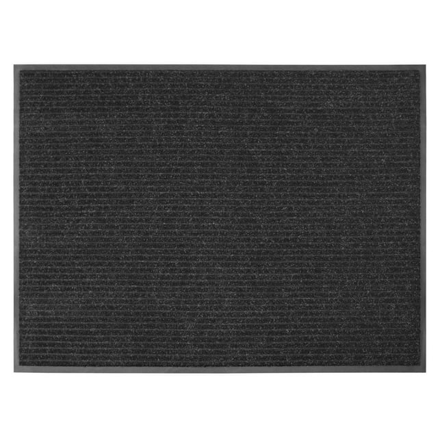 Mainstays 3 ft. x 4 ft. Platinum Needlepunch Charcoal Doormat with Vinyl Backing