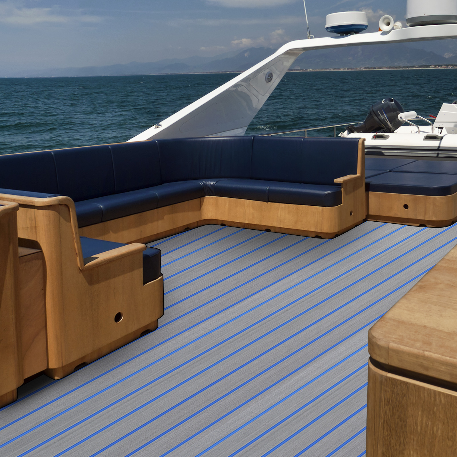 Boat Flooring EVA Foam Decking Sheet Faux Teak Marine Mat Marine Carpet Cooler Tops Seating Non-Slip Self-Adhesive Flooring Material for Motorboat RV Yacht Kayak Swimming Pool 95" x 24"