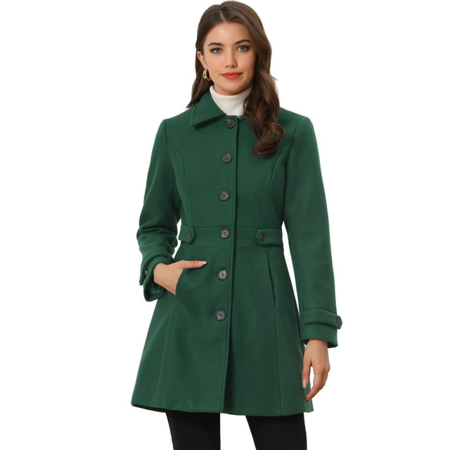 Abrigo Largo de invierno Allegra K Verde XL