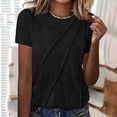 thumbnail image 2 of Plebaso Hauts Décontractés pour Femmes T-Shirts à Manches Courtes Plissées Col Rond Tee Confortable Blouses d'Été pour Femmes, 2 of 5