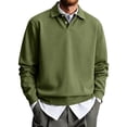 thumbnail image 2 of Delconic Mens Classic Polo Sweatshirt Long Sleeve Collared Pullover Casual Knit Top Regular Fit Button Placket Everyday Shirt Army Green L, 2 of 8