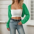 thumbnail image 2 of Cardigans for Women Trendy Women's Cardigan Shawl Border Trade Long Sleeved Knitted Short Top Shawl Front Cardigan Womens Cardigans Green S, 2 of 5