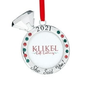 Klikel Our First Christmas Ornament 2021 - Silver Ring Christmas Photo Ornament 2021 - Ring Ornament Engraved She Said Yes 2021 - First Christmas Married Ornament 2021 - Engagement Ornament 2021