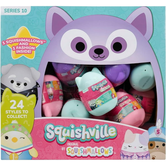 Squishmallows Squishville Series 10 Mini Easter Eggs Mystery Plush (24 Pack) Official Jazwares Plush - Styles May Vary - Easter Basket Stuffer Gift for Boys, Girls & Kids