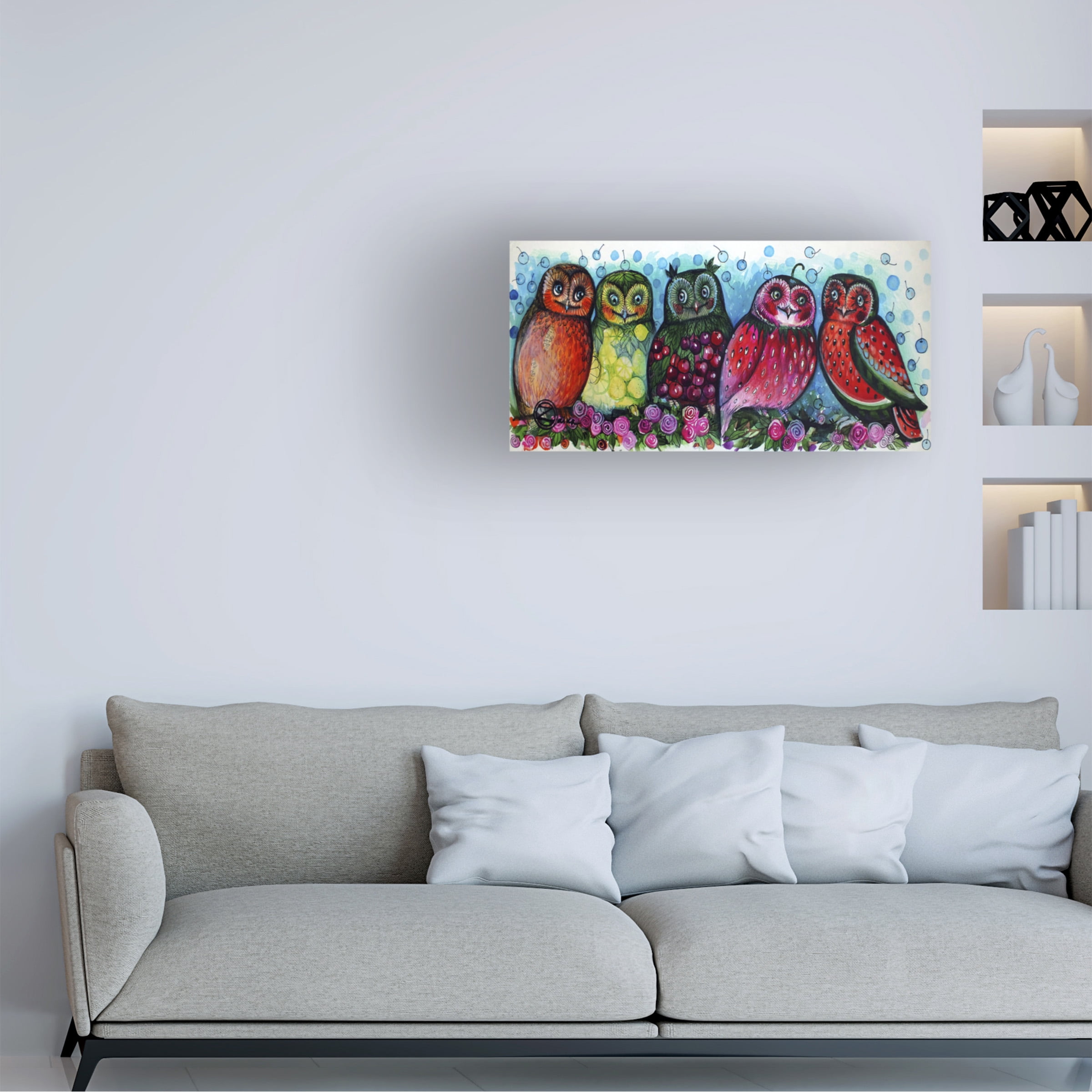 Trademark Fine Art '5 Owls' Canvas Art by Oxana Ziaka
