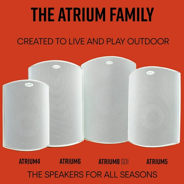  Polk Audio Atrium 5 Outdoor Speakers with Powerful Bass (Pair,  White), All-Weather Durability, Broad Sound Coverage, Speed-Lock Mounting  System : Electronics