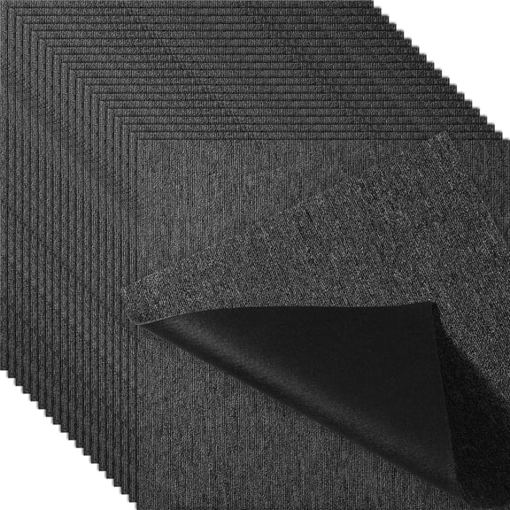 Peel and Stick Carpet Tiles,20x20"Cushioned Flooring Squares,Easy DIY Interlocking Installation for Home or Office,20-Pack in Charcoal Gray