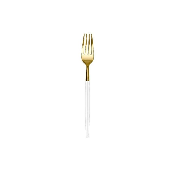 Trendables Two Tone White / Gold Plastic Forks Wedding Cutlery 20ct.