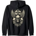thumbnail image 3 of Vintage Skull Cross Wings Gothic Punk Rock Design Zip Hoodie, 3 of 3