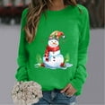 thumbnail image 3 of asdoklhq Cotton Sweaters for Women Fashion Casual Christmas Print Round Neck Loose Long Sleeve T-shirt Blouse Green XL, 3 of 5