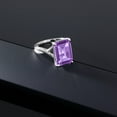 thumbnail image 5 of Gem Stone King 10K White Gold Purple Amethyst Engagement Ring for Women | 7.00 Cttw | Emerald Cut 14X10MM | Gemstone February Birthstone | Size 7, 5 of 6