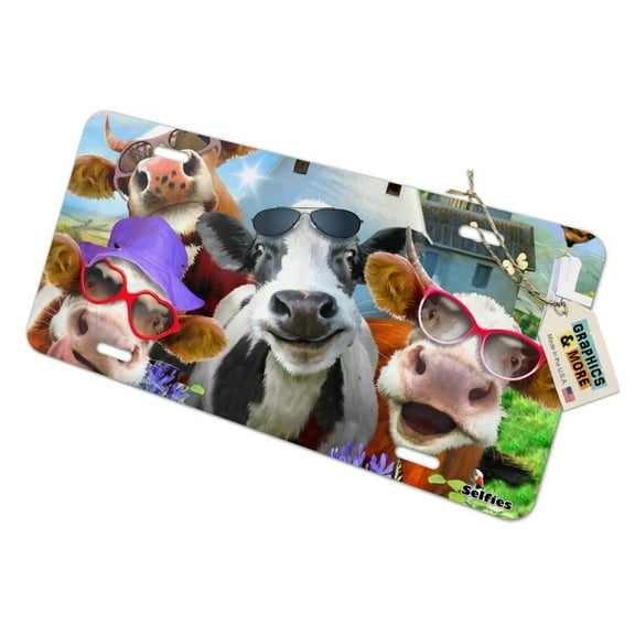 Udderly Cool Cow Farm Selfie Novelty Metal Vanity Tag License Plate