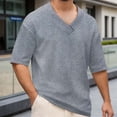 thumbnail image 2 of T Shirts for Man Summer Casual Short Sleeve Jacquard V Neck Relaxed Fit Breathable Tshirts Mens Tees, 2 of 5