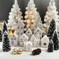 thumbnail image 6 of Floral Ceramic Christmas Village House Tealight Holder, LED Lighted Meadow House Candle Decor for Holiday Table Centerpiece, White Winter Miniature Home, 6 of 8