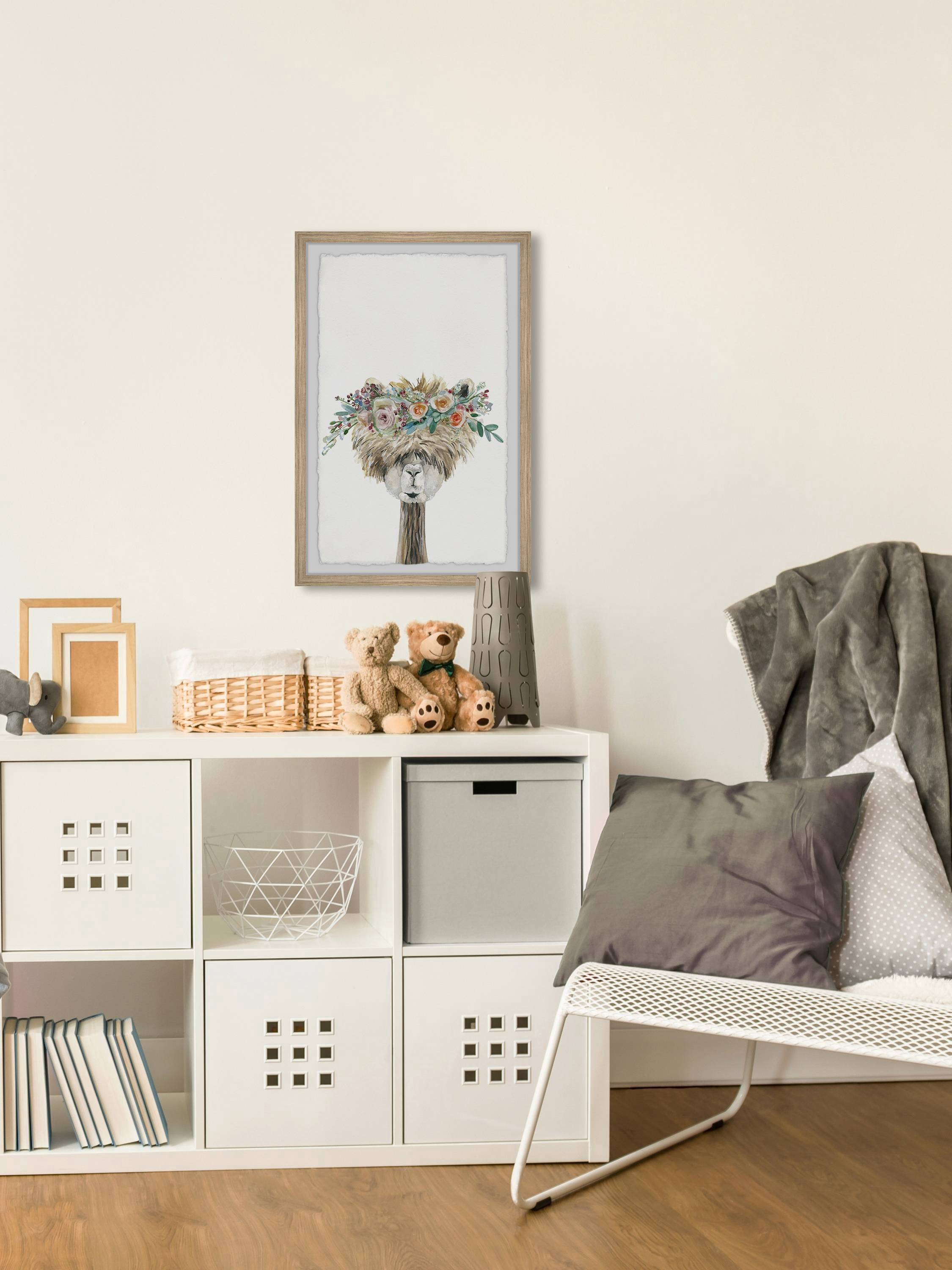 Marmont Hill Laid-back Flower Crowned Llama Framed Wall Art