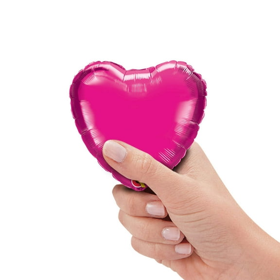 4 inch Mini Heart - Magenta (Air-Fill Only) Foil Mylar Balloon - Party Supplies Decorations