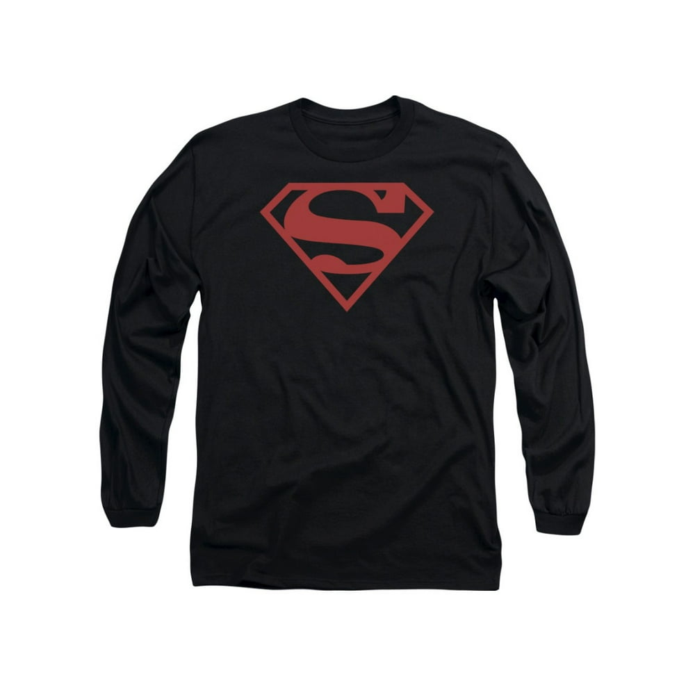 Superman - Superman DC Comics Red On Black Shield Adult Long Sleeve T ...